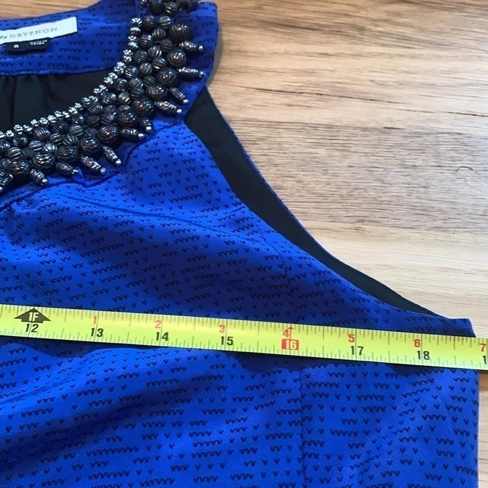 ANTHRO by Gryphon Deepest Fathoms Beaded Collar Sleeveless Dress Blue Women’s S - Picture 8 of 14